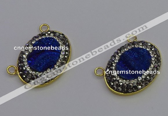 NGC5505 18*25mm oval plated druzy agate gemstone connectors