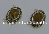 NGC5506 18*25mm oval plated druzy agate gemstone connectors