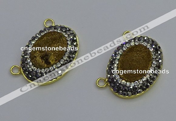 NGC5506 18*25mm oval plated druzy agate gemstone connectors