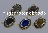 NGC5508 18*25mm oval plated druzy agate gemstone connectors