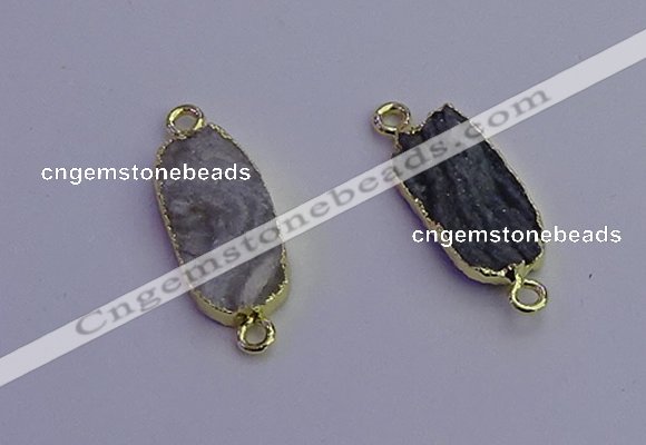 NGC5518 8*20mm - 10*20mm freeform druzy agate connectors