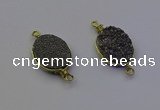 NGC5520 15*20mm freeform plated druzy agate connectors wholesale