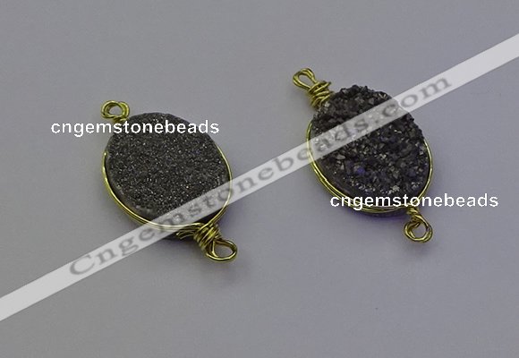 NGC5520 15*20mm freeform plated druzy agate connectors wholesale