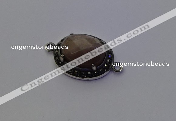 NGC5540 16*20mm oval moonstone gemstone connectors wholesale