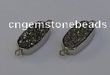 NGC5549 10*22mm - 12*25mm freeform plated druzy quartz connectors