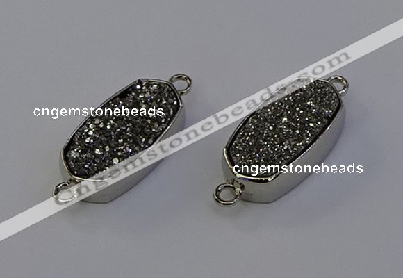 NGC5549 10*22mm - 12*25mm freeform plated druzy quartz connectors