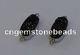 NGC5555 10*22mm - 12*25mm freeform plated druzy quartz connectors