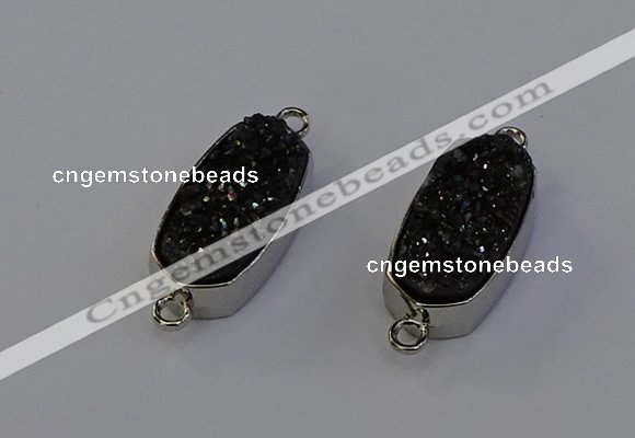 NGC5555 10*22mm - 12*25mm freeform plated druzy quartz connectors