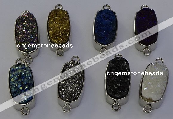NGC5557 10*22mm - 12*25mm freeform plated druzy quartz connectors
