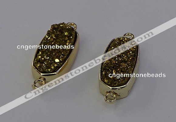 NGC5561 10*22mm - 12*25mm freeform plated druzy quartz connectors