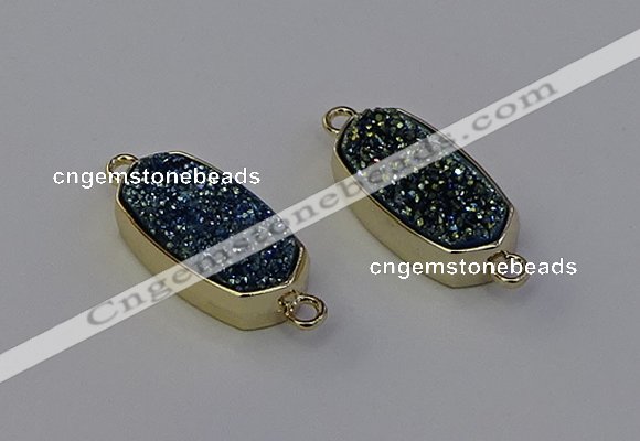 NGC5562 10*22mm - 12*25mm freeform plated druzy quartz connectors