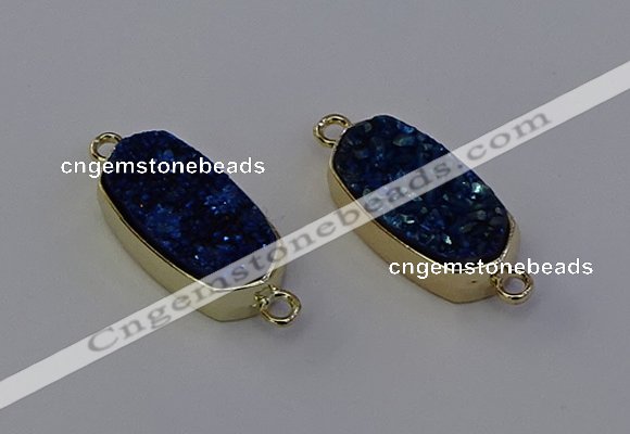 NGC5564 10*22mm - 12*25mm freeform plated druzy quartz connectors