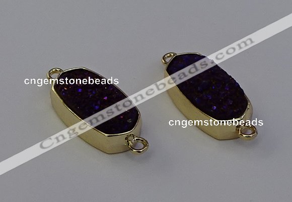 NGC5565 10*22mm - 12*25mm freeform plated druzy quartz connectors