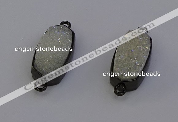 NGC5570 10*22mm - 12*25mm freeform plated druzy quartz connectors