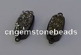 NGC5571 10*22mm - 12*25mm freeform plated druzy quartz connectors