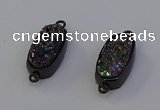 NGC5574 10*22mm - 12*25mm freeform plated druzy quartz connectors