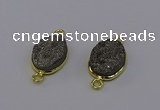 NGC5582 12*16mm oval plated druzy agate connectors wholesale