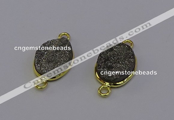 NGC5582 12*16mm oval plated druzy agate connectors wholesale