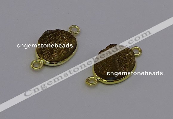 NGC5583 12*16mm oval plated druzy agate connectors wholesale