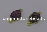 NGC5586 12*16mm oval plated druzy agate connectors wholesale