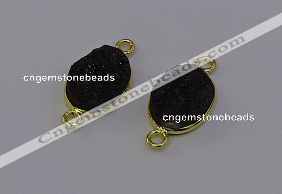 NGC5589 12*16mm oval plated druzy agate connectors wholesale