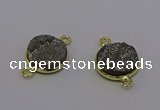 NGC5594 15mm - 16mm coin plated druzy agate connectors wholesale