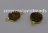 NGC5595 15mm - 16mm coin plated druzy agate connectors wholesale