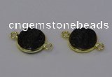 NGC5601 15mm - 16mm coin plated druzy agate connectors wholesale