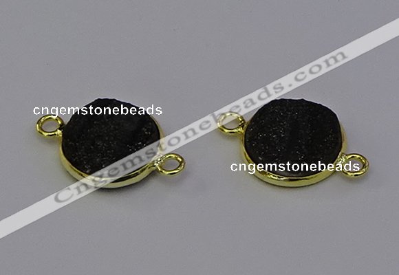 NGC5601 15mm - 16mm coin plated druzy agate connectors wholesale