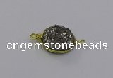 NGC5605 15mm - 16mm coin plated druzy quartz connectors wholesale