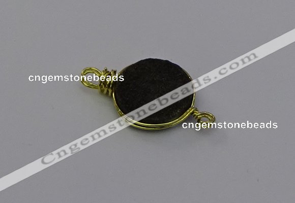 NGC5611 15mm - 16mm coin plated druzy quartz connectors wholesale