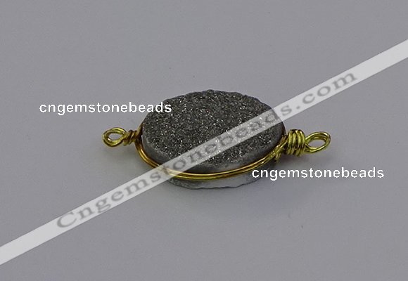 NGC5616 15*20mm oval plated druzy quartz connectors wholesale