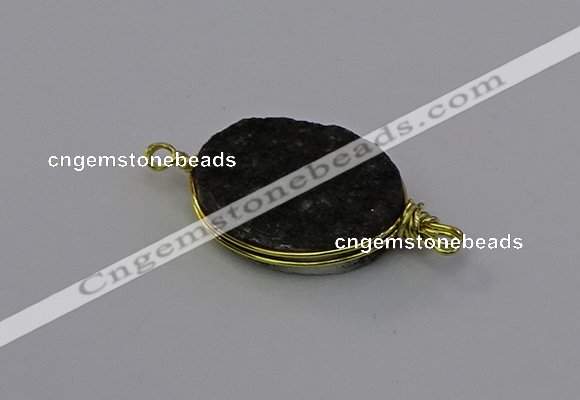 NGC5622 15*20mm oval plated druzy quartz connectors wholesale