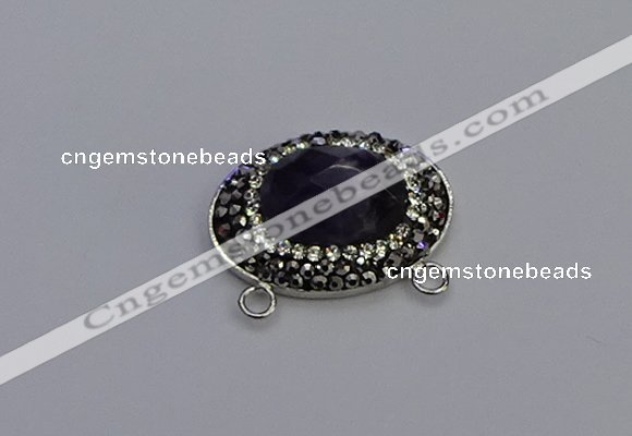 NGC5648 18*25mm faceted oval amethyst gemstone connectors