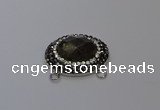 NGC5650 18*25mm faceted oval smoky quartz connectors