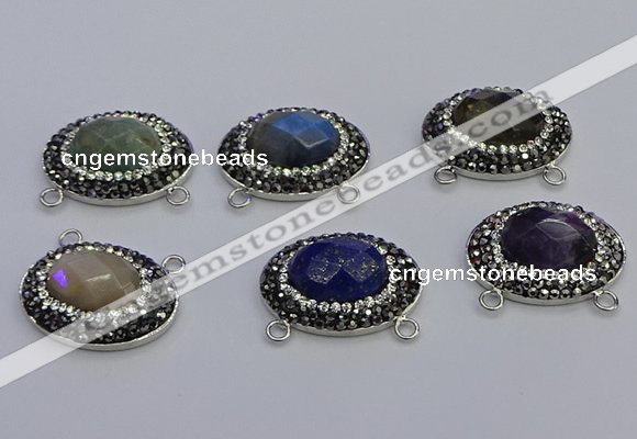 NGC5661 18*25mm faceted oval mixed gemstone connectors