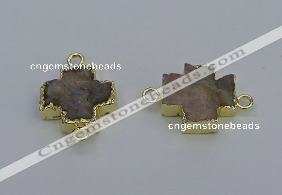 NGC5663 20*20mm - 22*22mm cross druzy agate connectors wholesale