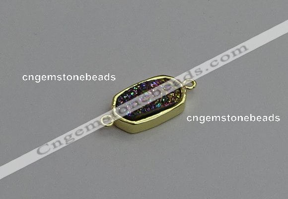 NGC5711 10*16mm freeform plated druzy quartz connectors