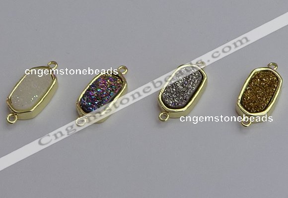 NGC5712 10*16mm freeform plated druzy quartz connectors