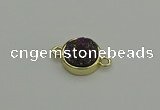 NGC5782 12mm coin plated druzy agate connectors wholesale