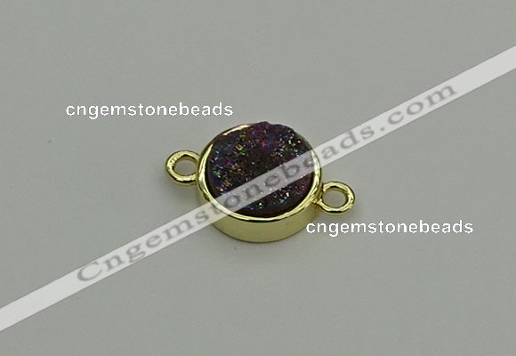 NGC5782 12mm coin plated druzy agate connectors wholesale