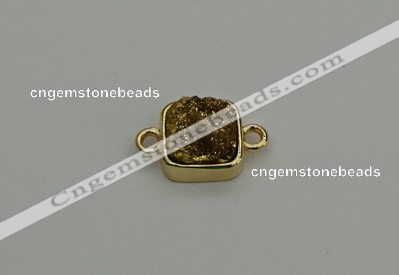 NGC5789 10*10mm square plated druzy agate connectors wholesale