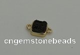 NGC5794 10*10mm square plated druzy agate connectors wholesale