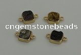 NGC5796 10*10mm square plated druzy agate connectors wholesale