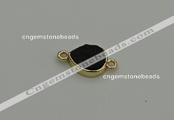 NGC5804 10*14mm flat teardrop plated druzy agate connectors