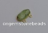 NGC5816 13*25mm faceted oval green rutilated quartz connectors