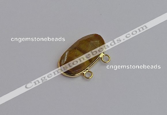 NGC5822 13*25mm faceted oval yellow tiger eye connectors wholesale