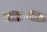 NGC583 18*25mm - 22*30mm nuggets rose quartz gemstone connectors