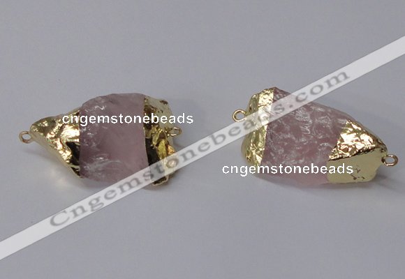 NGC583 18*25mm - 22*30mm nuggets rose quartz gemstone connectors