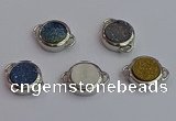 NGC5830 15mm coin plated druzy agate connectors wholesale